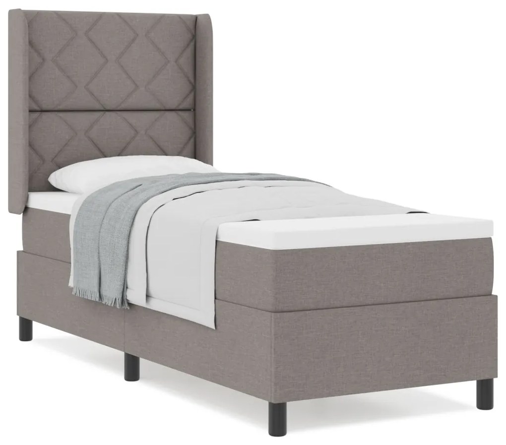 Boxspring Ágy Mattal Taupe 80x200 cm Szövet