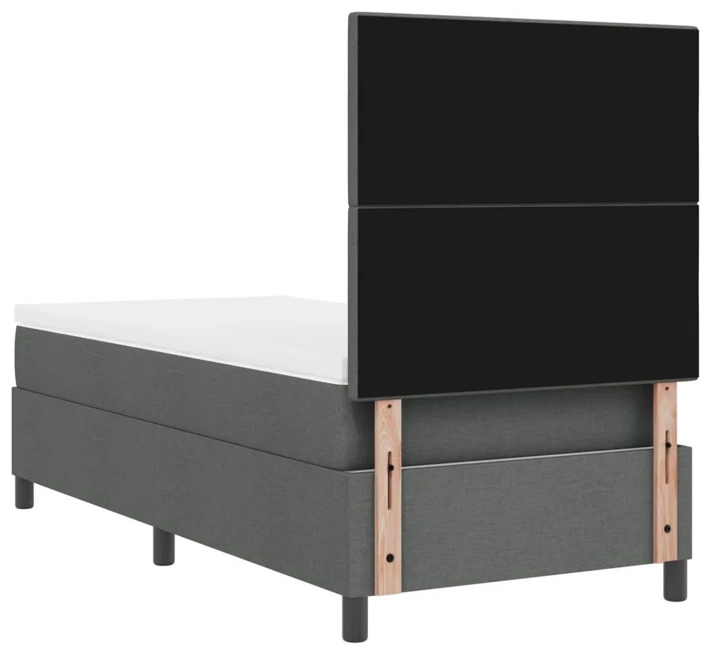 rugós ágy matraccal és LED világítással, sötétszürke, 90x200 cm szövet