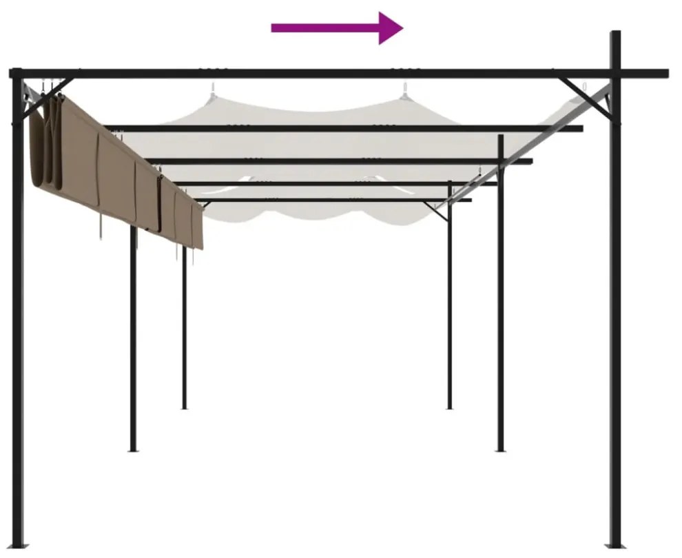tópszínű pergola behúzható tetővel 589 x 292 x 230 cm