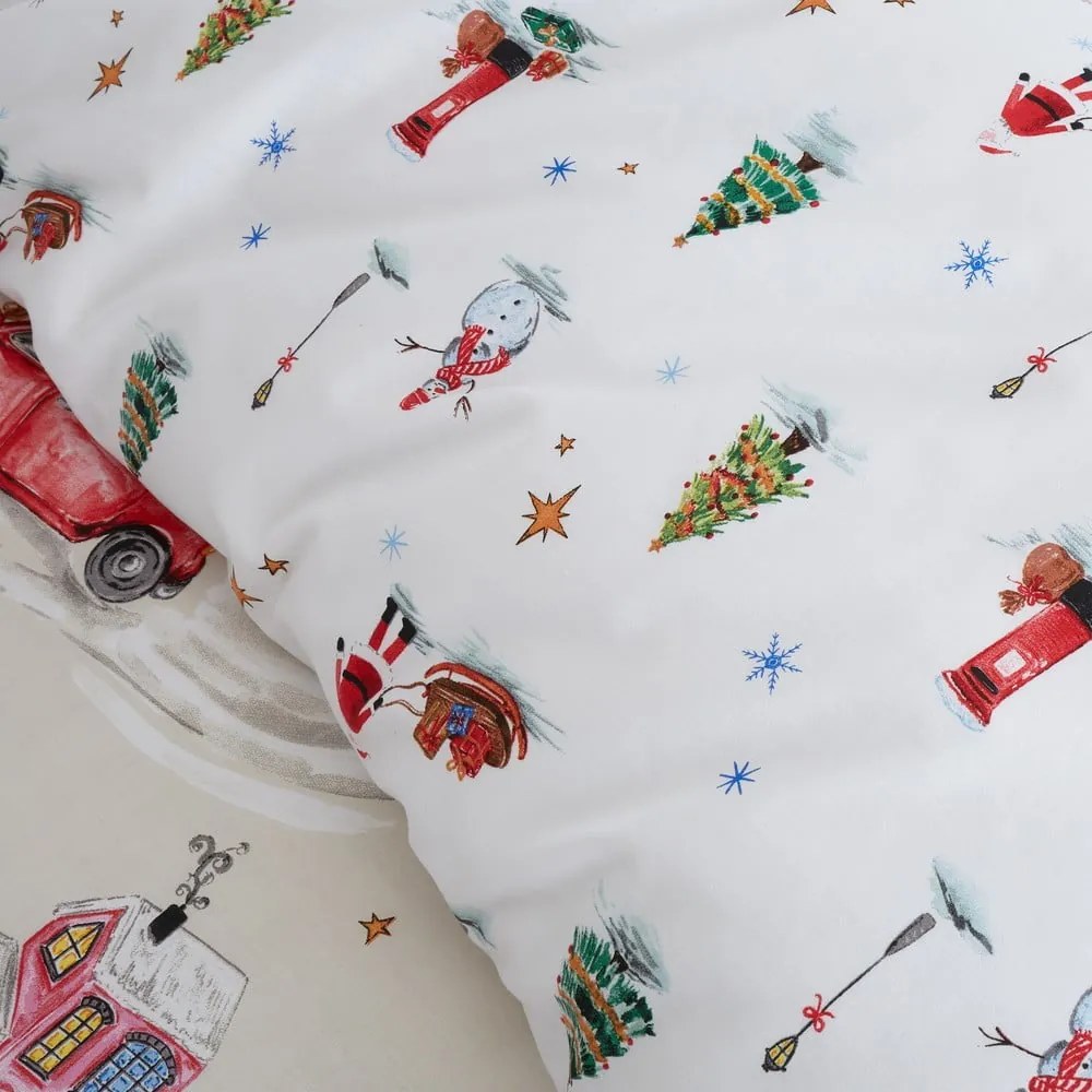Fehér-bézs egyszemélyes ágyneműhuzat 135x200 cm Christmas Town – Catherine Lansfield