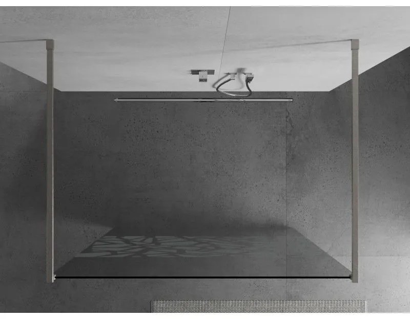Mexen Kioto, Walk-In zuhanyparaván 120 x 200 cm, 8 mm átlátszó üveg fehér mintás, csiszolt acél profil, 800-120-002-97-85