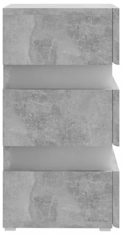 betonszürke szerelt fa LED-es éjjeliszekrény 45 x 35 x 67 cm