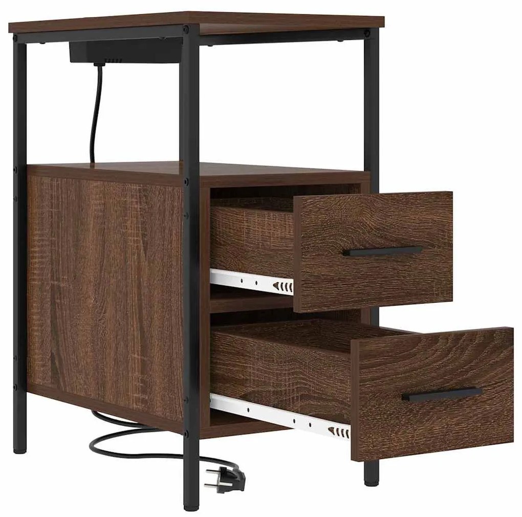 Éjjeli Szekrények 2 pcs barna tölgy 30 x 48 x 61 cm Faanyag