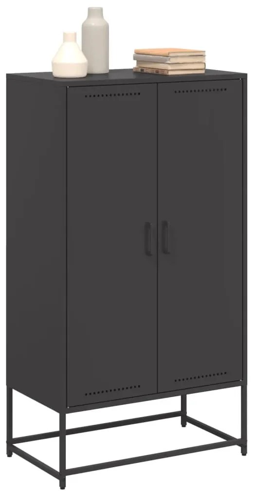 fekete acél magasszekrény 68,5x38,5x123,5 cm