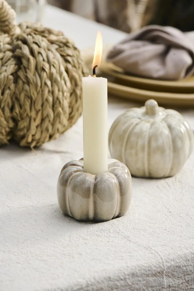 IB Laursen Kerámia tök dekoráció PUMPKIN STANDING Ø8 cm krémszínű