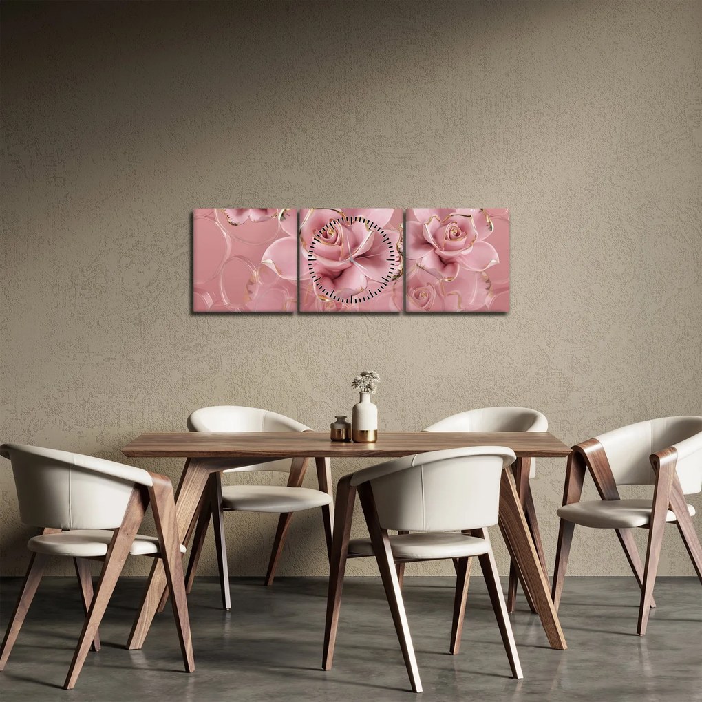 Kép - Virágos dekoráció (órával) (90x30 cm)
