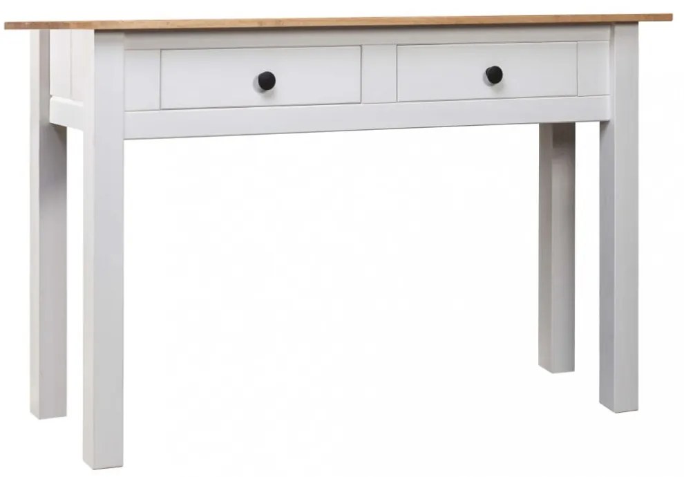 fehér tömör fenyőfa panama konzolasztal 110 x 40 x 72 cm