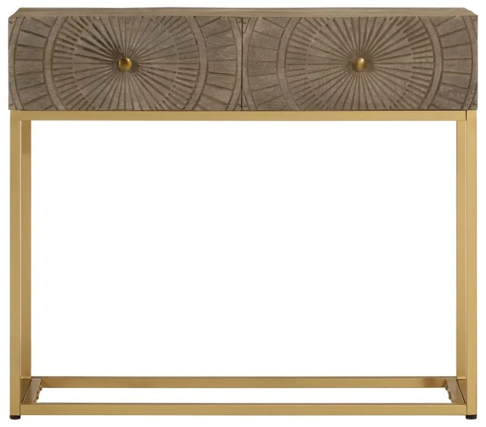 tömör mangófa és vas tálalóasztal 90 x 30 x 76 cm