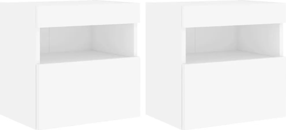 vidaXL 2 db fehér falra szerelhető TV-szekrény LED-ekkel 40x30x40 cm