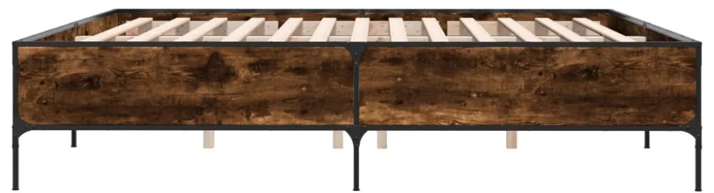 füstös tölgy színű szerelt fa és fém ágykeret 200 x 200 cm