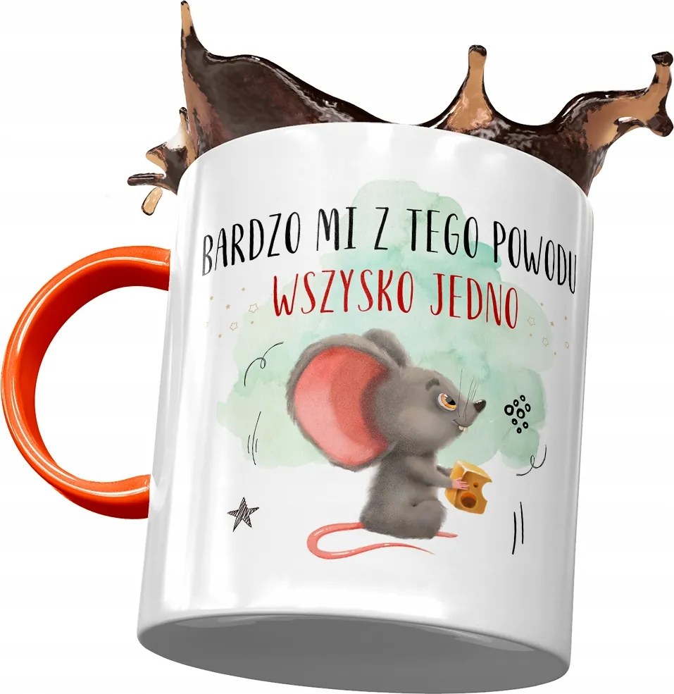 Narancssárga bögre egérrel Aranyos ajándék fényképes nyomtatással