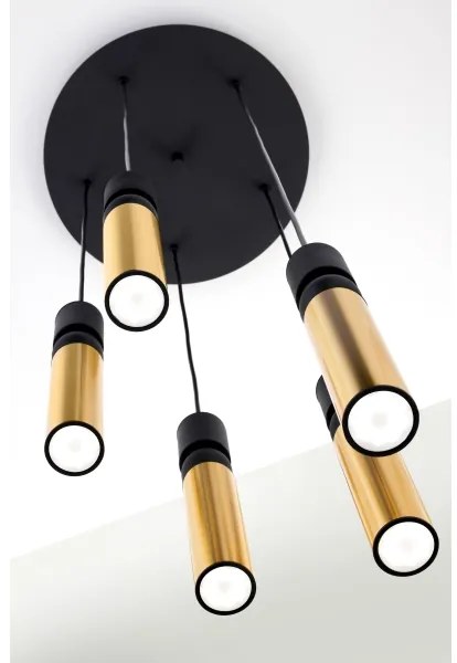 Jupiter 2017 - Csillár zsinóron ALAS 5xGU10/10W/230V arany/fekete