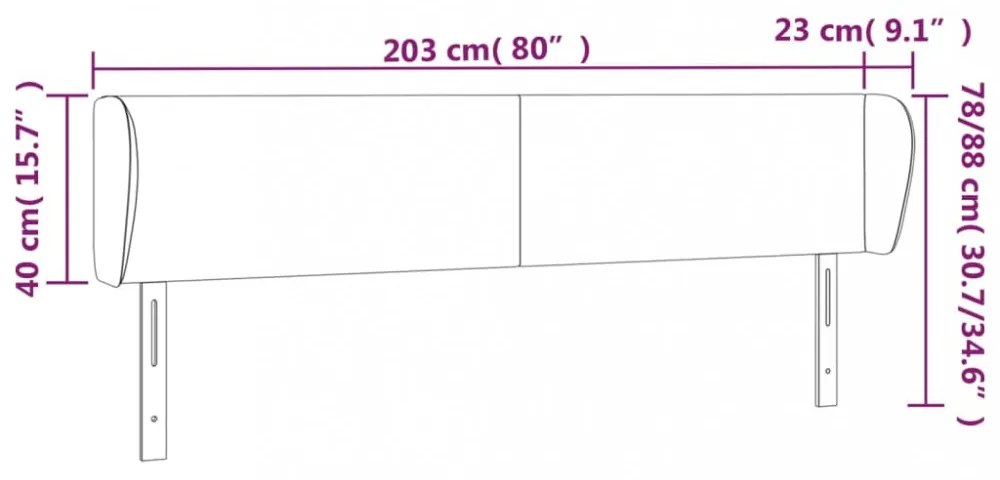 világosszürke szövet fejtámla szárnyakkal 203x23x78/88 cm