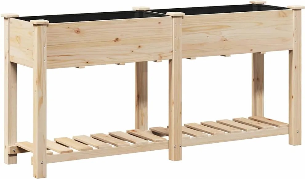 vidaXL Kerti cserép polcokkal Bézs 161 x 43 x 76,5 cm Szilárd fenyőfa