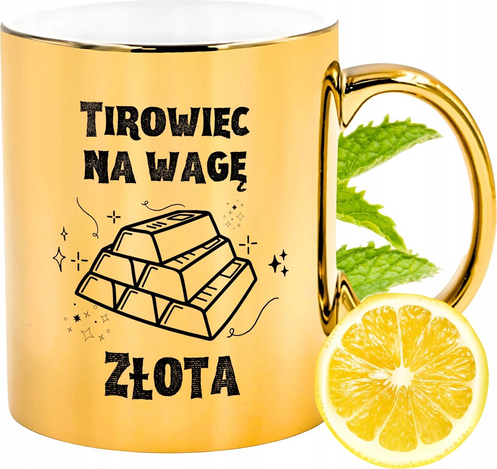 Prémium Arany Csillogó Bögre Teherautó Ajándék Nyomtatott Fotóval