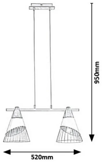 Rabalux 5666 - Csillár zsinóron ISAAC 2xE27/60W/230V