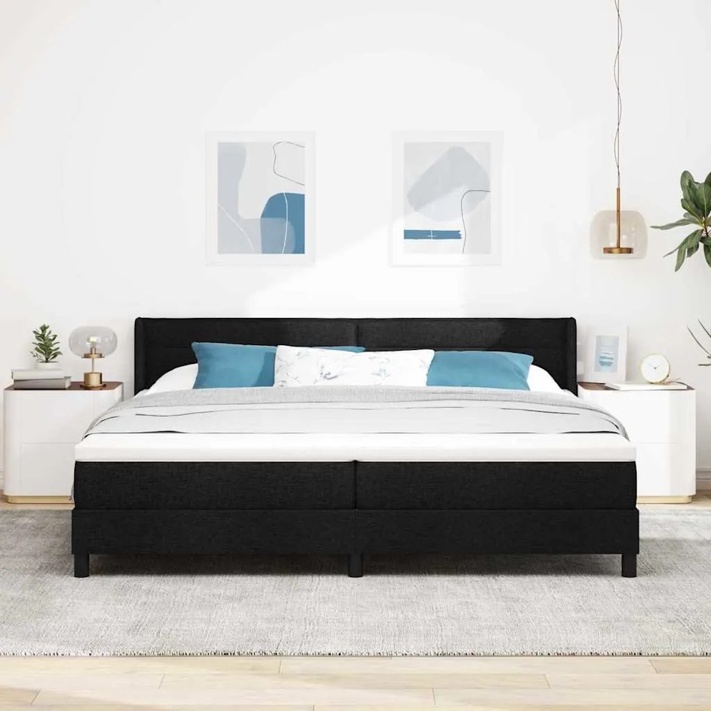 Boxspring ágy matraccal matracmal Fekete 200 x 200 cm