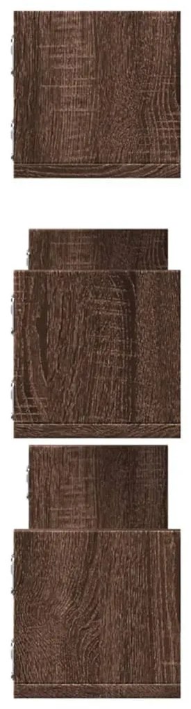 3 db barna tölgy színű szerelt fa fali polc 80 x 18 x 18 cm