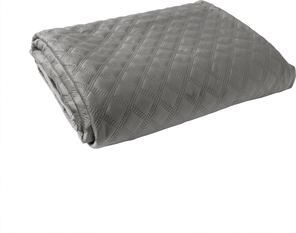 Dekoratív ágytakaró Velvi 70x160 steppelt, geometrikus mintás, antracit