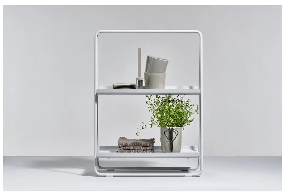 Világosszürke fém polcos állvány 23x58 cm A-Table – Zone