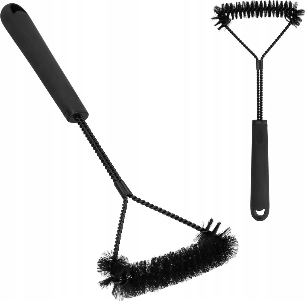 Grilltisztító kefe drótrácshoz, acél, fekete, kaparóval