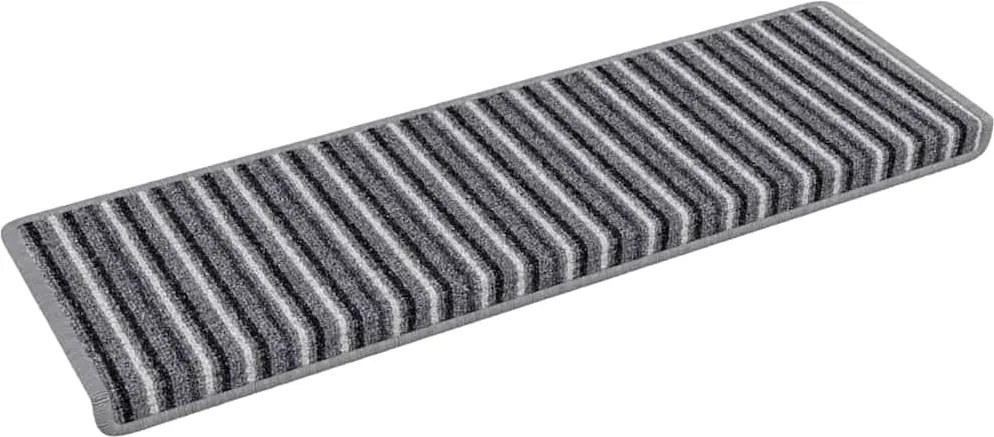 vidaXL Öntapadós lépcsőszőnyegek Csíkos 15 pcs Szürke 65 x 21 x 4 cm