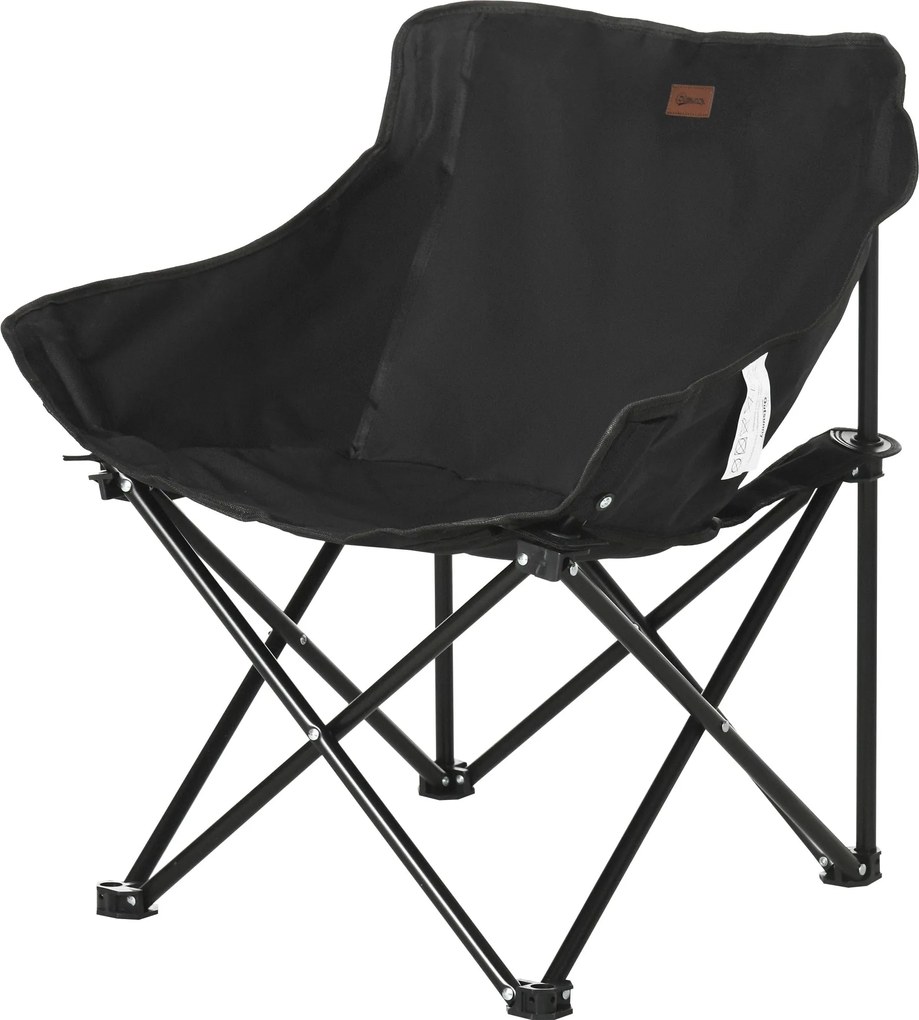 Outsunny Összecsukható Kerti Szék Oldalsó Zsebbel, Acél Lábbal, Szállító Táskával a Medencéhez, Tengerpartra, Oxford, Fekete | Aosom