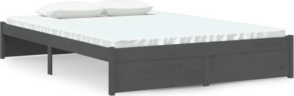 vidaXL szürke tömör fa ágykeret 140 x 190 cm