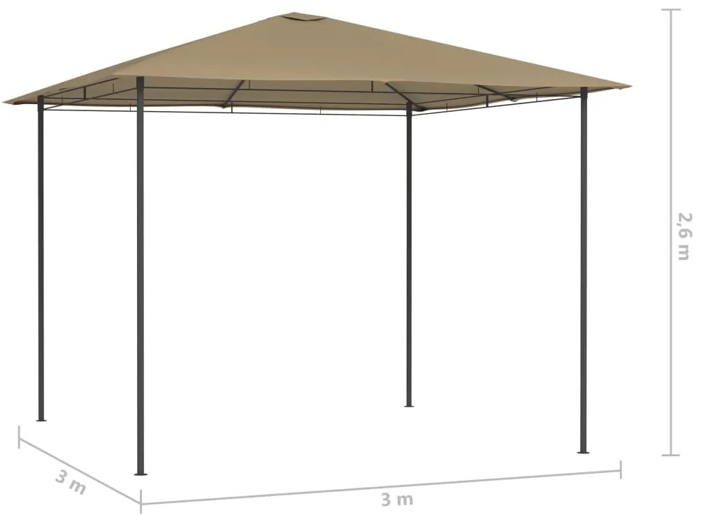 Tópszínű pavilon 3 x 3 x 2,6 m 160 g/m²