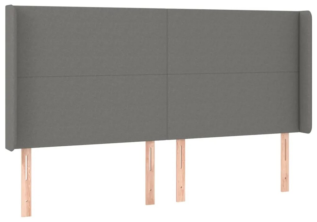 sötétszürke szövet LED-es fejtámla 203x16x118/128 cm