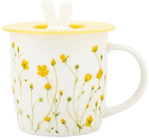 Altom Marigolds porcelán bögre szilikon fedéllel,360 ml