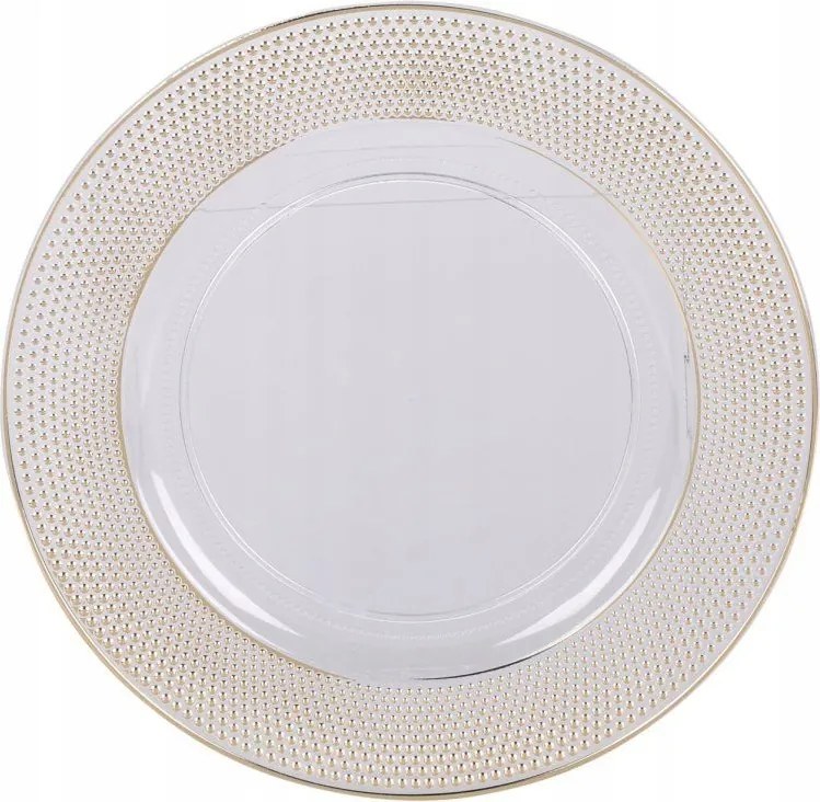 Fehér tányéralátét pöttyös arany szegéllyel 33cm műanyag