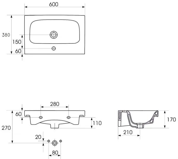 Cersanit S801-227-DSM - MODUO SLIM falra szerelhető fürdőszobai szekrény mosdóval, fehér