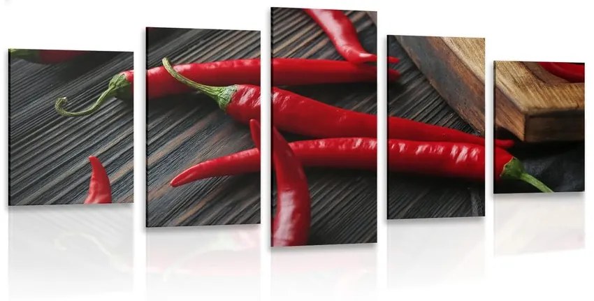 5-részes kép chilli paprika