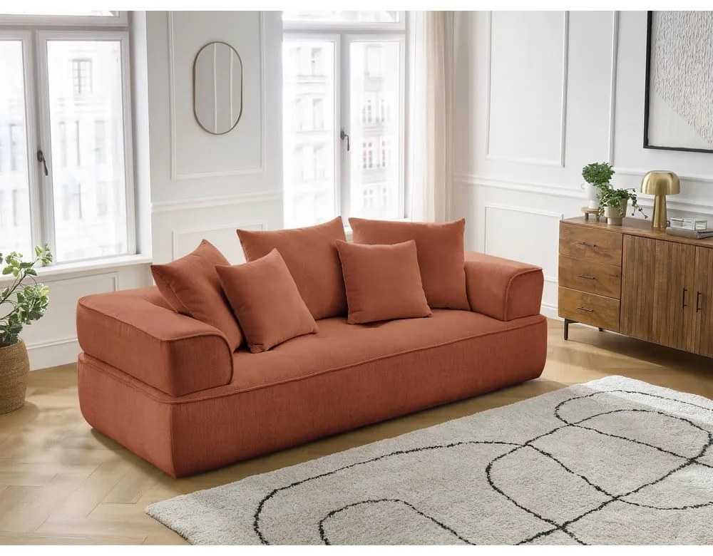 Terrakotta színű zsenília kanapé 237 cm Whesley – Bobochic Paris