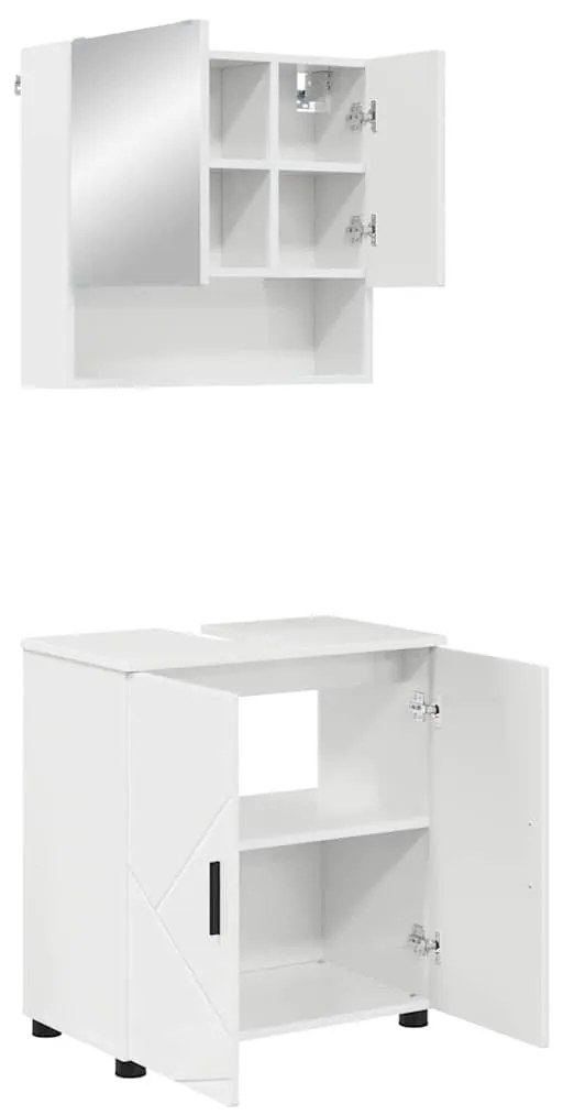 Fürdőszoba bútor szett 2 pcs Magasfényű fehér 61 x 35 x 64 cm
