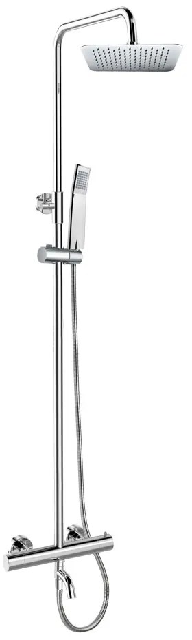 Mereo Mereo, termosztatikus fali kádcsaptelep tömlővel, kézi és tányéros négyzetzuhany vékony 200x200mm, MER-CB60101TSD