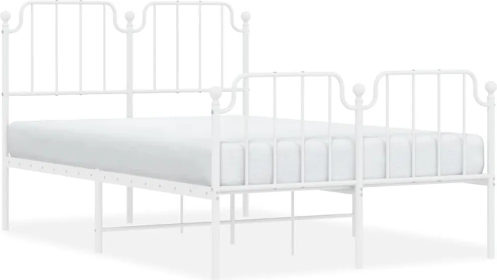 vidaXL fehér fém ágykeret fej- és lábtámlával 120 x 200 cm