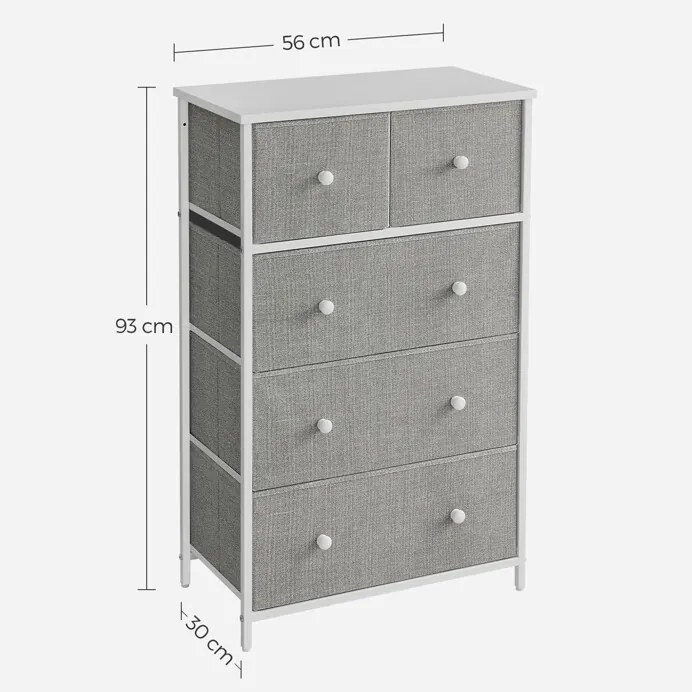 Szürke fém komód 56×30×93 cm GREY