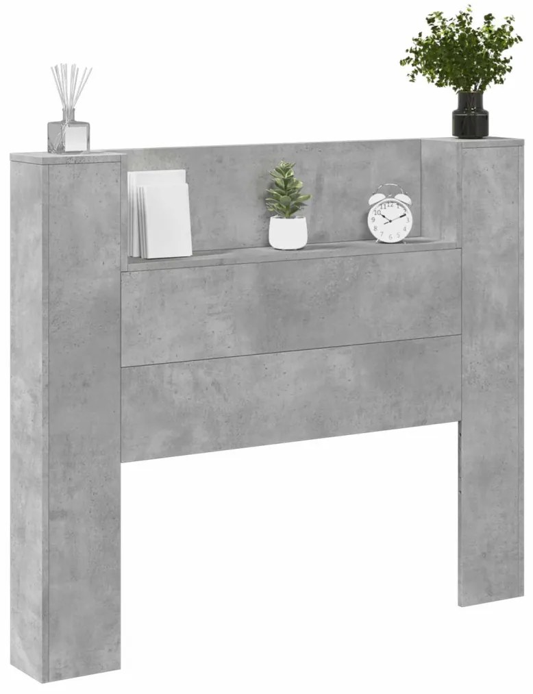 Fejtámla polcokkal Beton Szürke 120 x 16,5 x 103,5 cm Faanyag