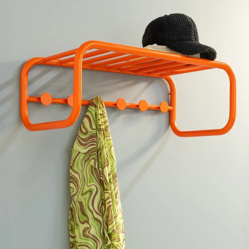 Narancssárga fém fali fogas polccal 72 cm Retro – Spinder Design