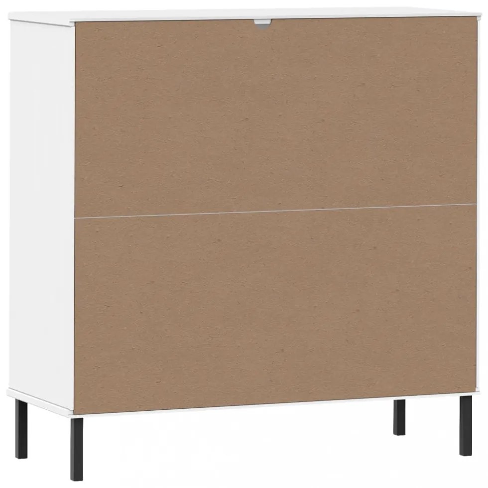 OSLO fehér tömör fa könyvszekrény fém lábakkal 90x35x90,5 cm