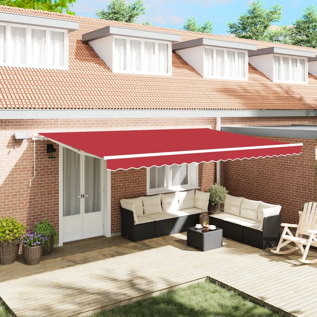 Kézi Behúzható Napellenző LED-del Piros 500x300 cm