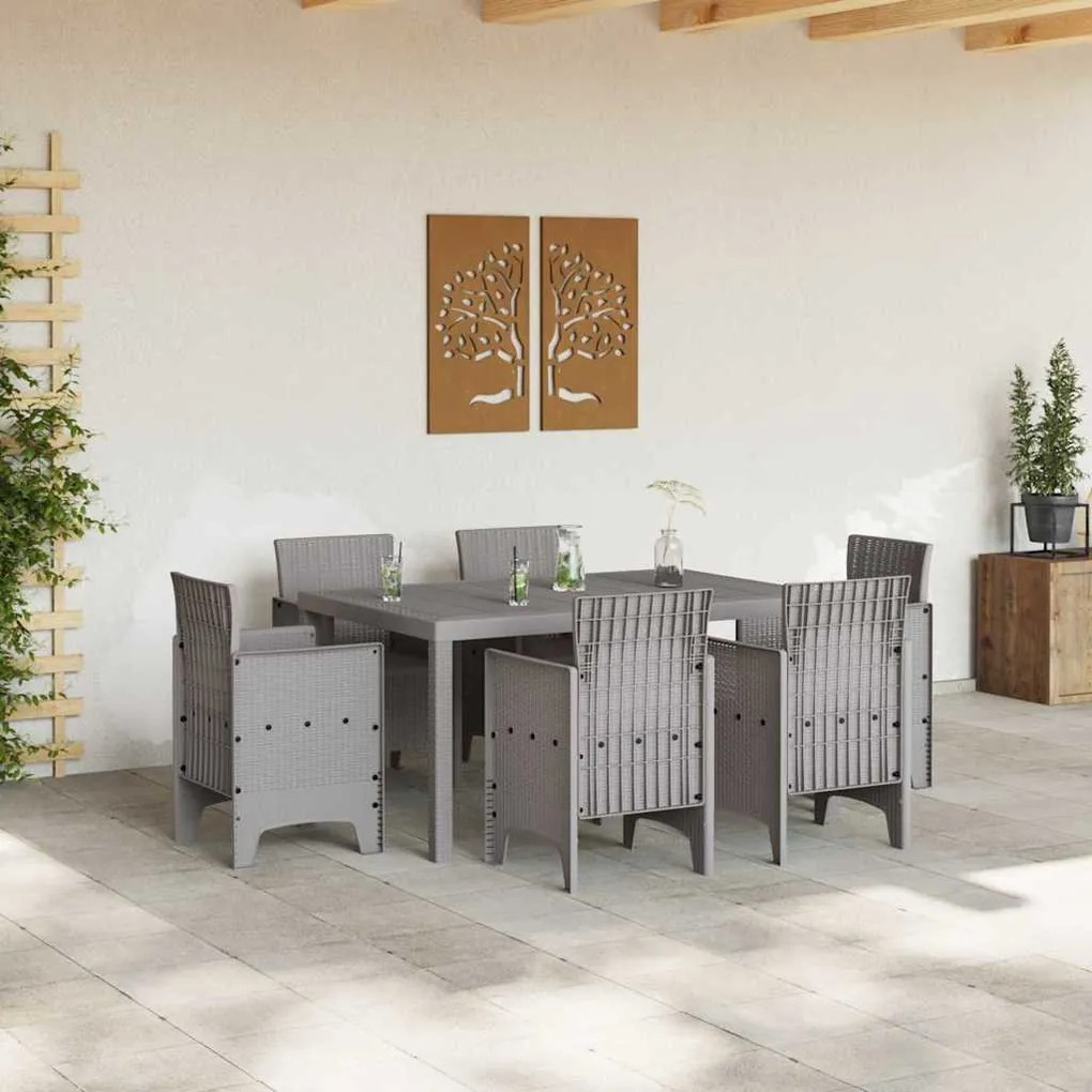Kert étkező szett 7 pcs Világosszürke Polt rattan