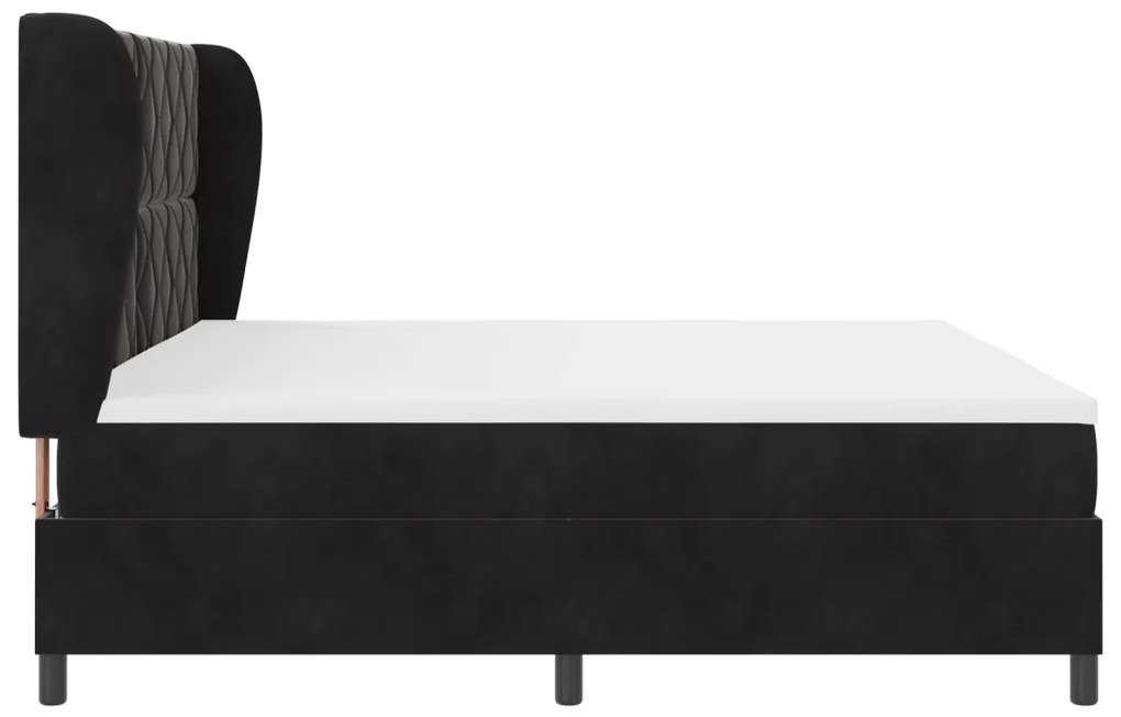 Boxspring Ágy Mattal Fekete 200x200 cm Bársony