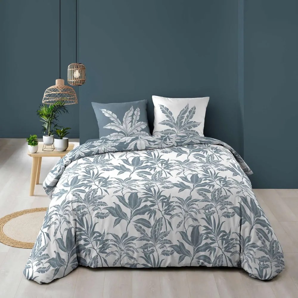 Fehér-kék kétszemélyes-hosszabbított pamut ágyneműhuzat 240x220 cm Hera – douceur d'intérieur