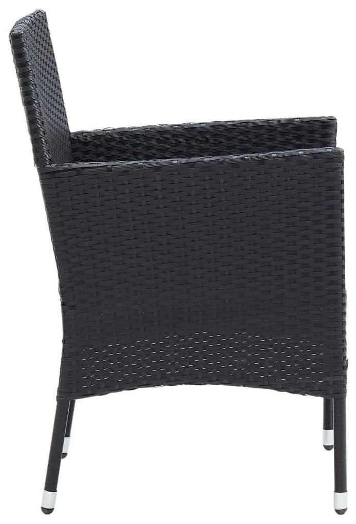 vidaXL 9 részes fekete polyrattan kerti étkezőgarnitúra párnákkal