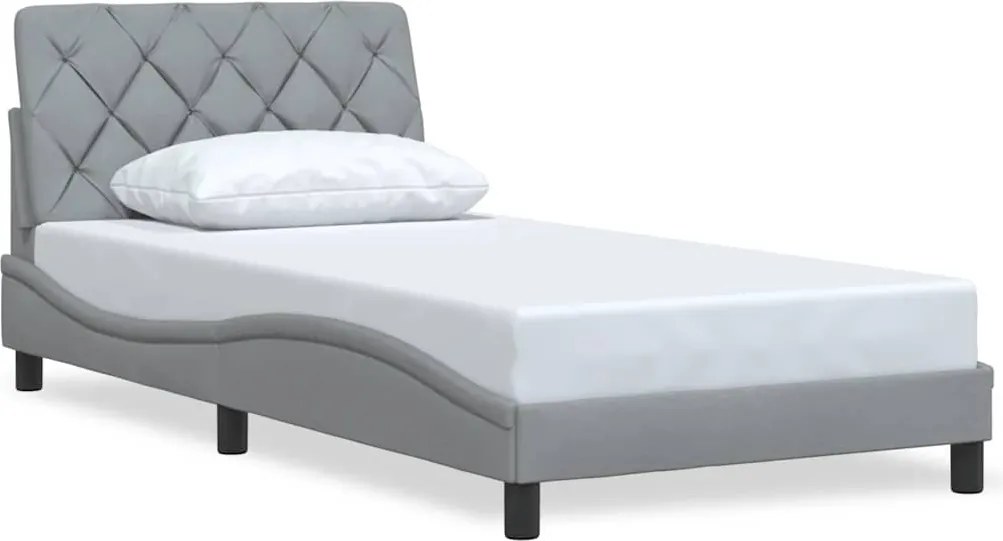 vidaXL világosszürke szövet ágykeret matrac nélkül 100x200 cm
