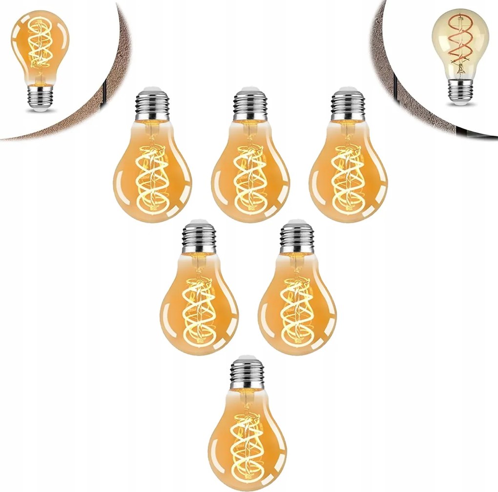 Led izzó E27 Filament 4W Edison Dekoratív nagy menetes 6db