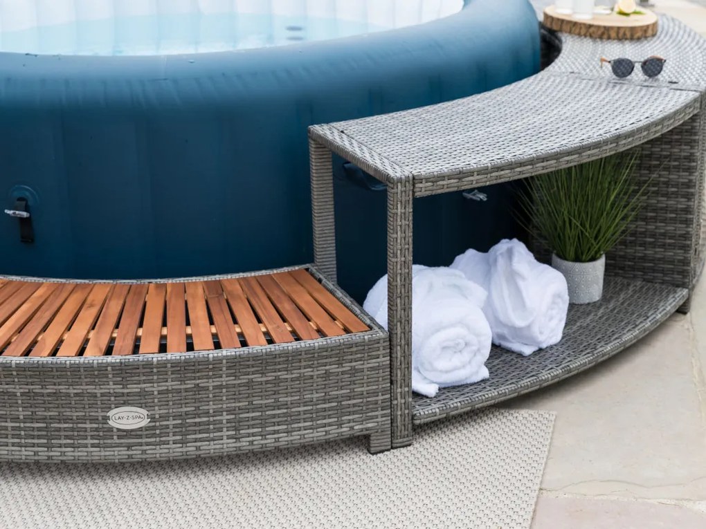 Lay-Z-Spa kör alakú rattan pezsgőfürdő bútor, 200 cm, szürke